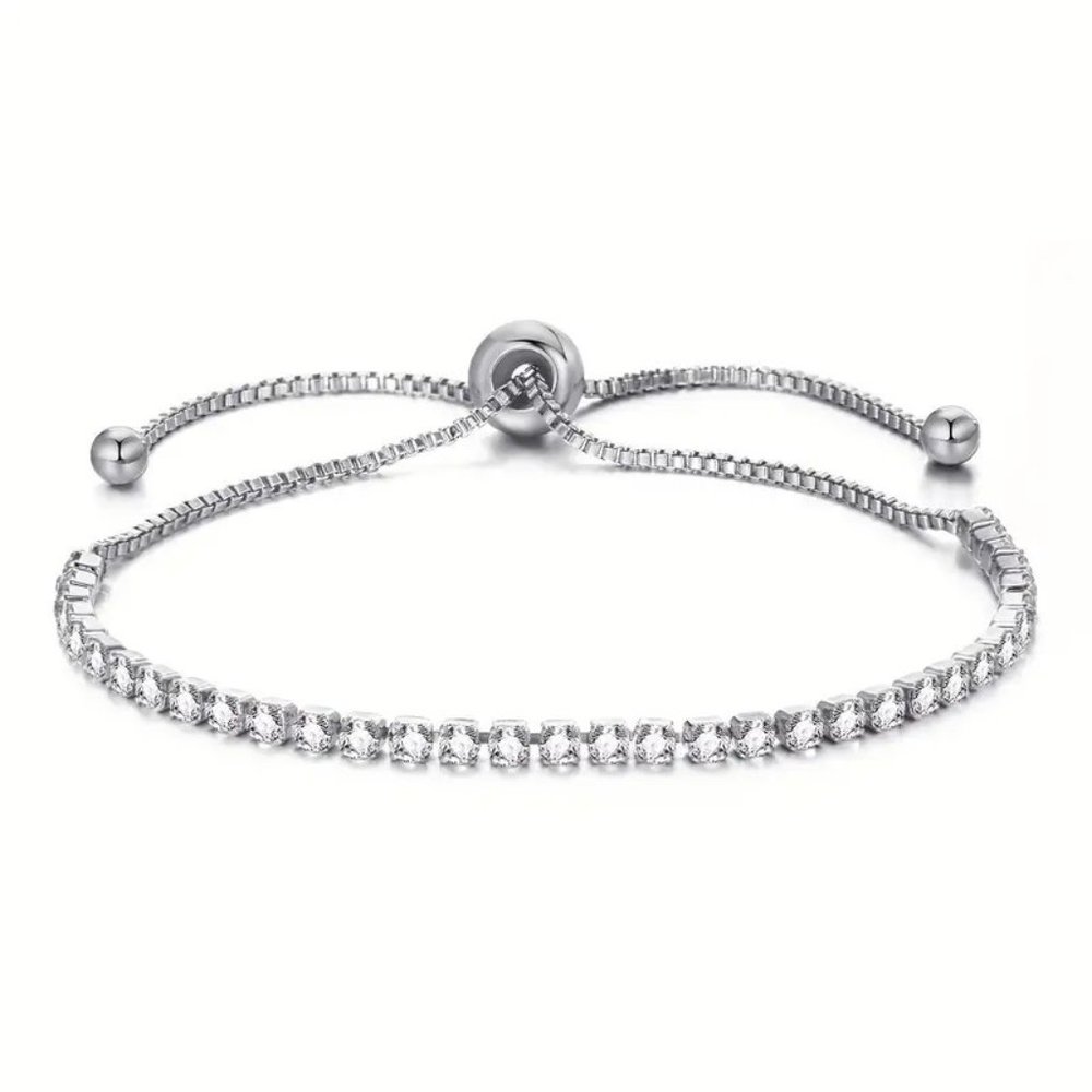 NWT Silver Sliding Adjustable Tennis Bracelet